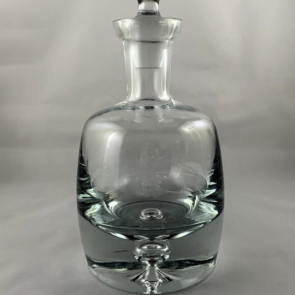 Large Vintage Decanter w/ Stopper – Thick Rounded Glass, Unique Bubble Design - Picture 1 of 4